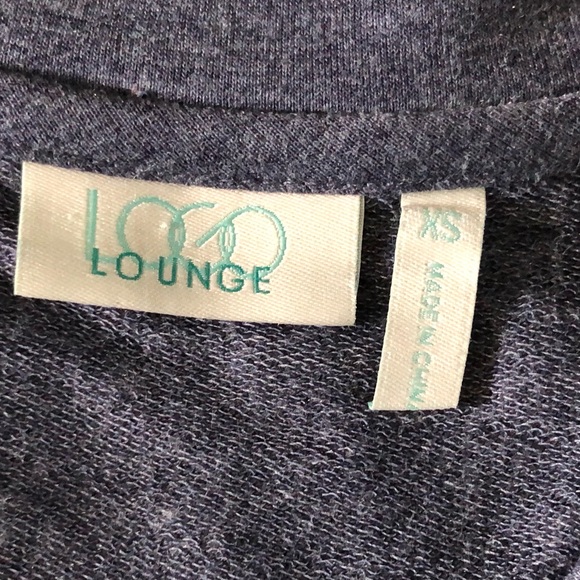 LOGO Lounge Top XS Jersey Knit Chiffon Flared Hem Embroidered Boho Pullover - Picture 10 of 12